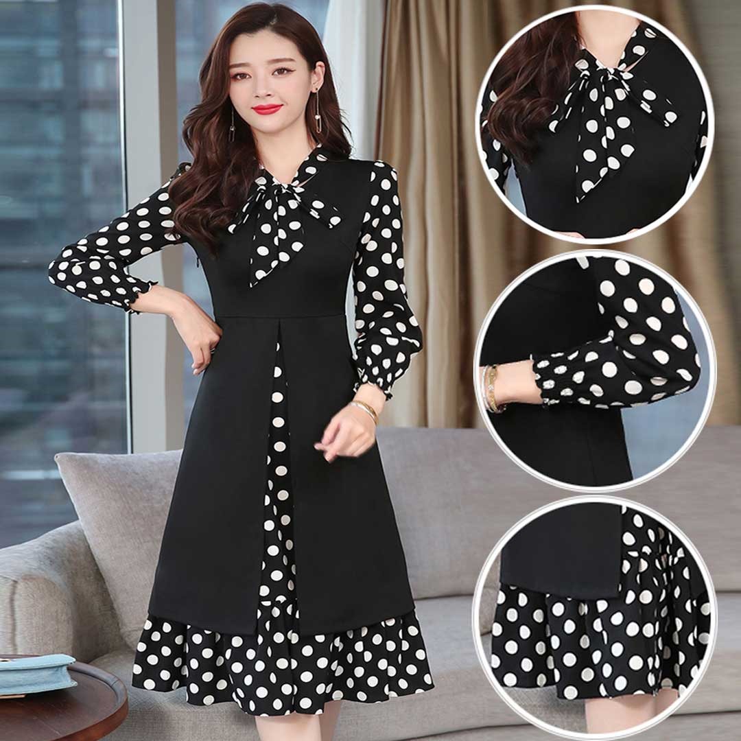 Stylish Dot Print Long Koti Kurti Dress _1816