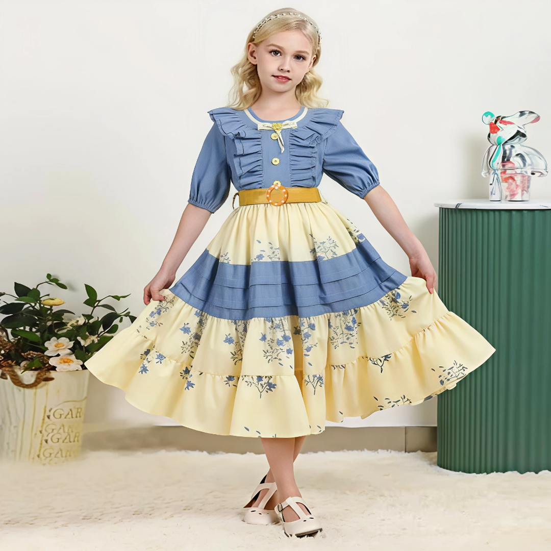 Exclusive Elegance Bloom – White Floral Layered Party Dress for Girls 1783